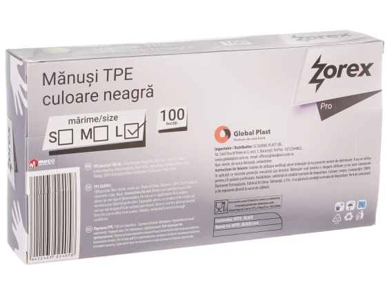 Manusi unica folosinta TPE Zorex Negre 100buc L