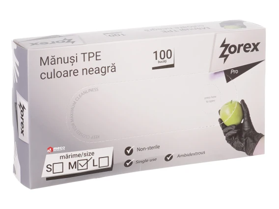 Manusi unica folosinta TPE Zorex Negru 100buc M