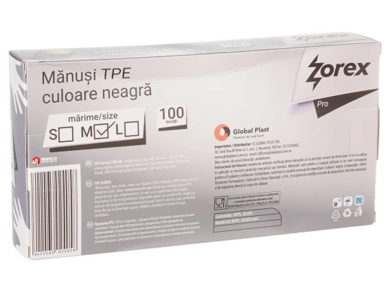Manusi unica folosinta TPE Zorex Negru 100buc M