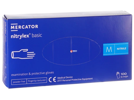 Manusi nepudrate nitril albastre Nitrylex Basic (100buc/cutie) marime M