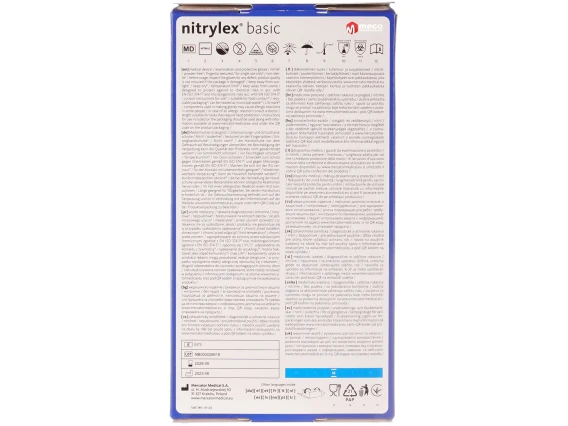 Manusi nepudrate nitril albastre Nitrylex Basic (100buc/cutie) marime M