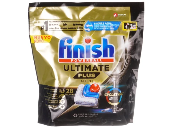 Detergent vase pentru masina de spalat Finish Ultimate Plus All in 1 28 capsule
