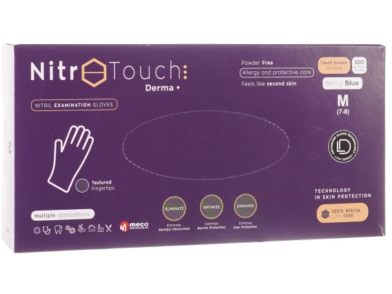 Manuși nepudrate Nitril Examinare Nitro Touch Derma Plus Albastre (100buc/cutie) marime M