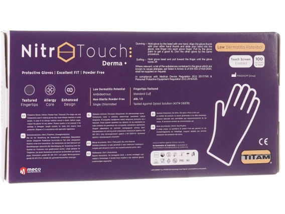 Manuși nepudrate Nitril Examinare Nitro Touch Derma Plus Albastre (100buc/cutie) marime S