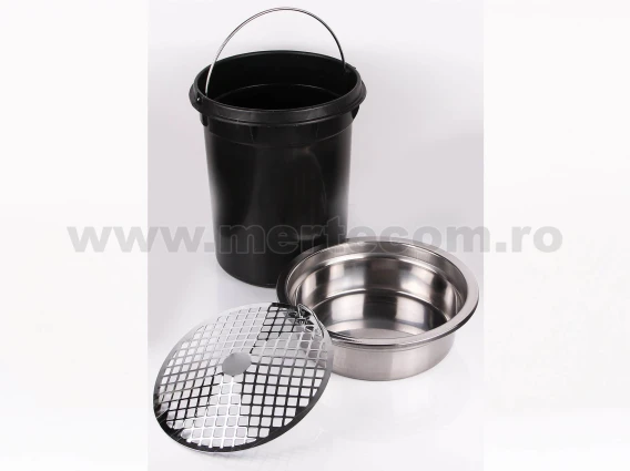Cos de gunoi cu scrumiera inox lucios 25cm H-58cm