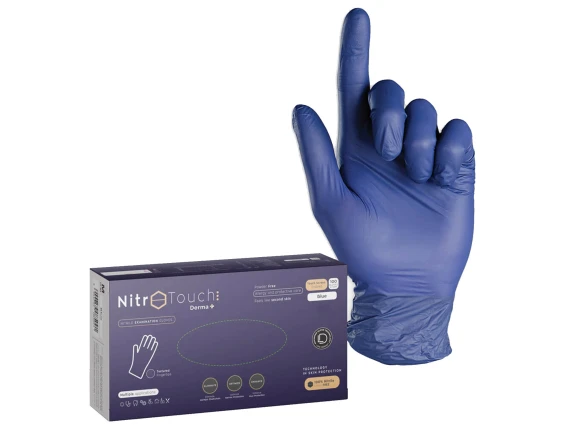 Manuși nepudrate Nitril Examinare Nitro Touch Derma Plus Albastre (100buc/cutie) marime S