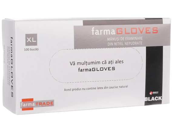 Manusi nitril nepudrate negre FarmaGloves(100buc/cutie) marimea XL