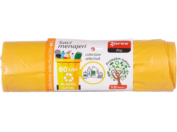 Saci menajeri Zorex 60 litri 10 bucati galben