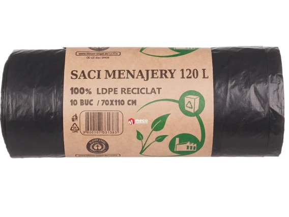Saci menajeri LDPE reciclat 120 litri 10 buc