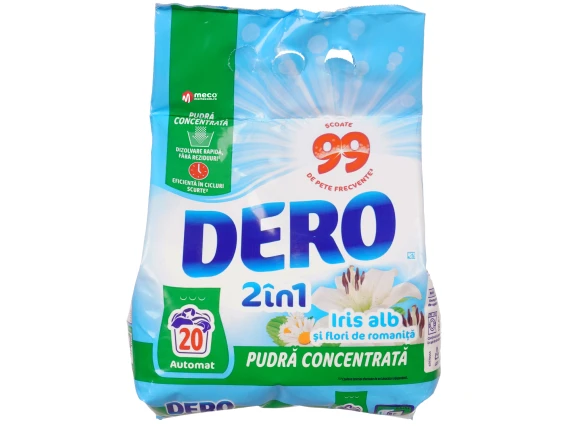 Detergent automat rufe Dero 2in1 1.5 kg Iris alb si flori de romanita