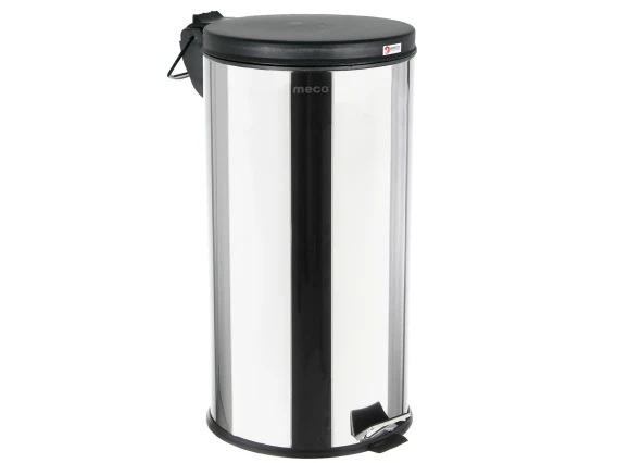 Cos gunoi inox lucios capac negru Meco 40 litri Q31 H-62cm