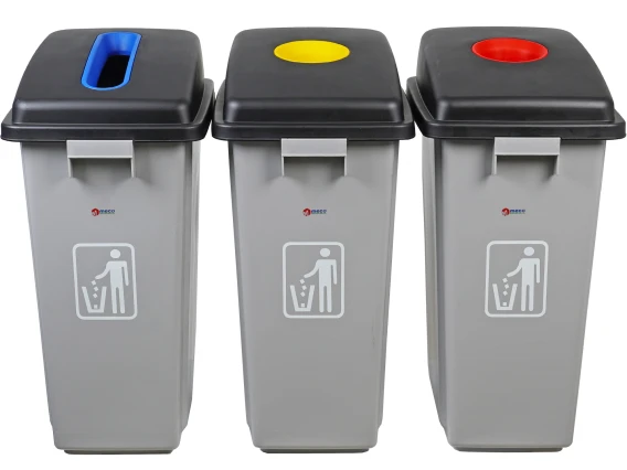 Set cosuri gunoi colectare selectiva cu capac 3x60L Meco B2-019