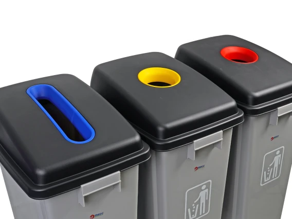 Set cosuri gunoi colectare selectiva cu capac 3x60L Meco B2-019