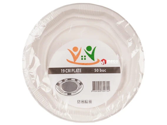 Farfurii rotunde plastic biodegradabil 19 cm 50bucati/set