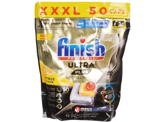 Detergent vase pentru masina de spalat Finish tablete Ultra Plus All in 1  lemon 50 tablete 