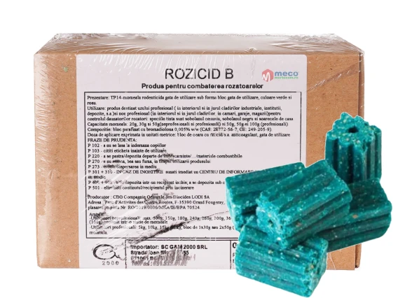 Rozicid B Momeală Raticidă TP14 pentru combaterea rozatoarelor 500gr
