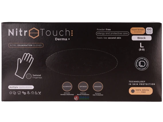 Manusi nepudrate Nitro Touch Derma Negre (100buc/cutie) marime L