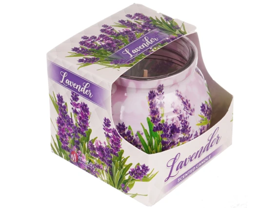 Lumanare parfumata in pahar cu aroma de lavanda
