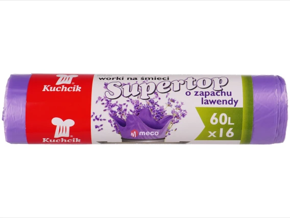 Saci menajeri cu urechi Supertop 60 litri 16 bucati lavanda