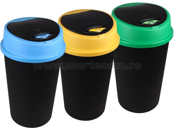 Cos gunoi selectiv Bingo 25 litri cu buton H-55 cm (Verde)