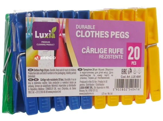 Clesti plastic pentru rufe Luxia 20 bucati