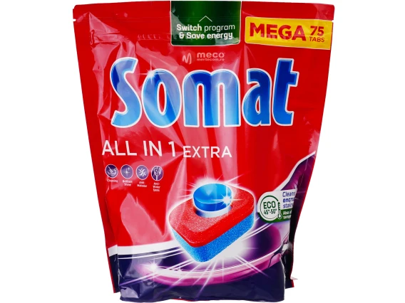 Detergent vase pentru masina de spalat Somat All in 1 Extra 75 tablete