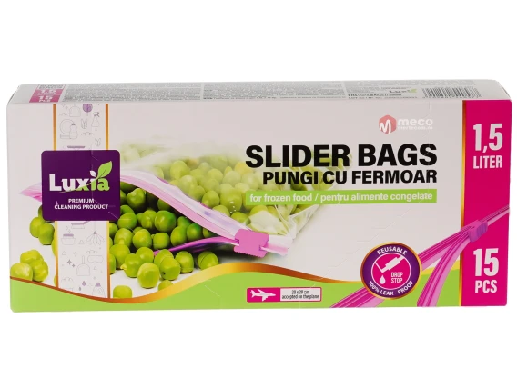 Pungi alimentare cu fermoar Luxia 1.5 litri 15 bucati