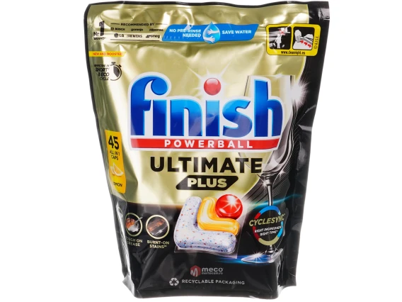Detergent vase pentru masina de spalat Finish Ultimate Plus Lemon 45 bucati