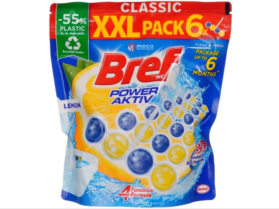 Odorizant WC Bref WC Power Aktiv Lemon 6 bucati