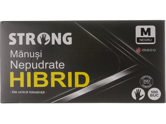 Manusi Hibrid nepudrate negre 100 bucati/cutie (Medium-M)