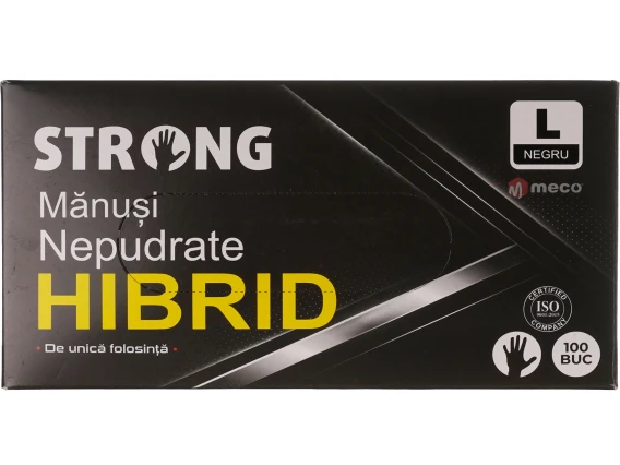 Manusi Hibrid nepudrate negre 100 bucati/cutie (Large-L)