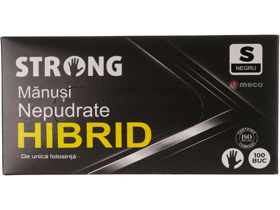 Manusi Hibrid nepudrate negre 100 bucati/cutie (Small-S)