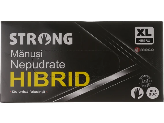 Manusi Hibrid nepudrate negre 100 bucati/cutie (XL - Extra Large)
