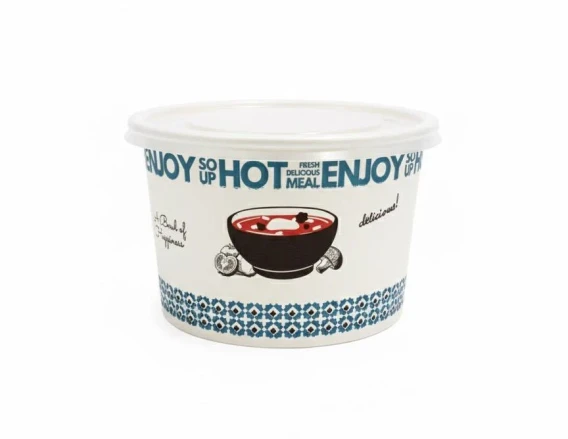 Bol supa carton 16oz cu capac 25 bucati 