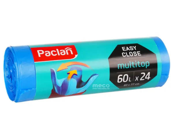 Saci menajeri Paclan Multitop Strong 60litri albastri 60cmx77cm 24buc