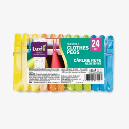 Clesti plastic pentru rufe Luxia 24 bucati