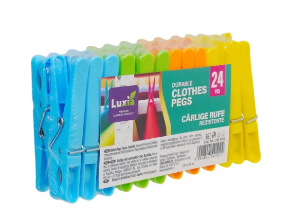 Clesti plastic pentru rufe Luxia 24 bucati