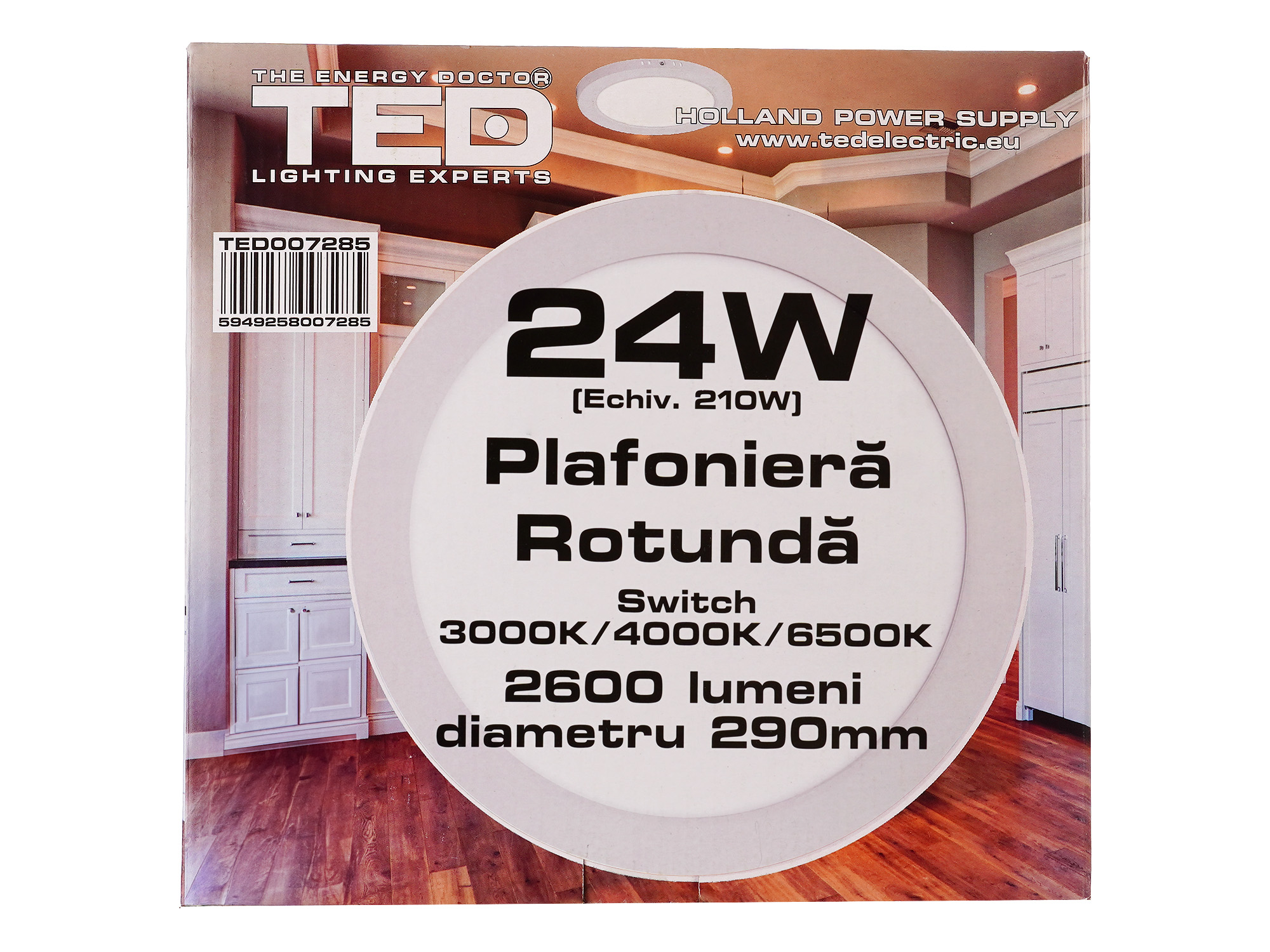 Plafoniera led rotunda 24W cu Switch 3000K/4000K/6500K - imagine 3 din 3