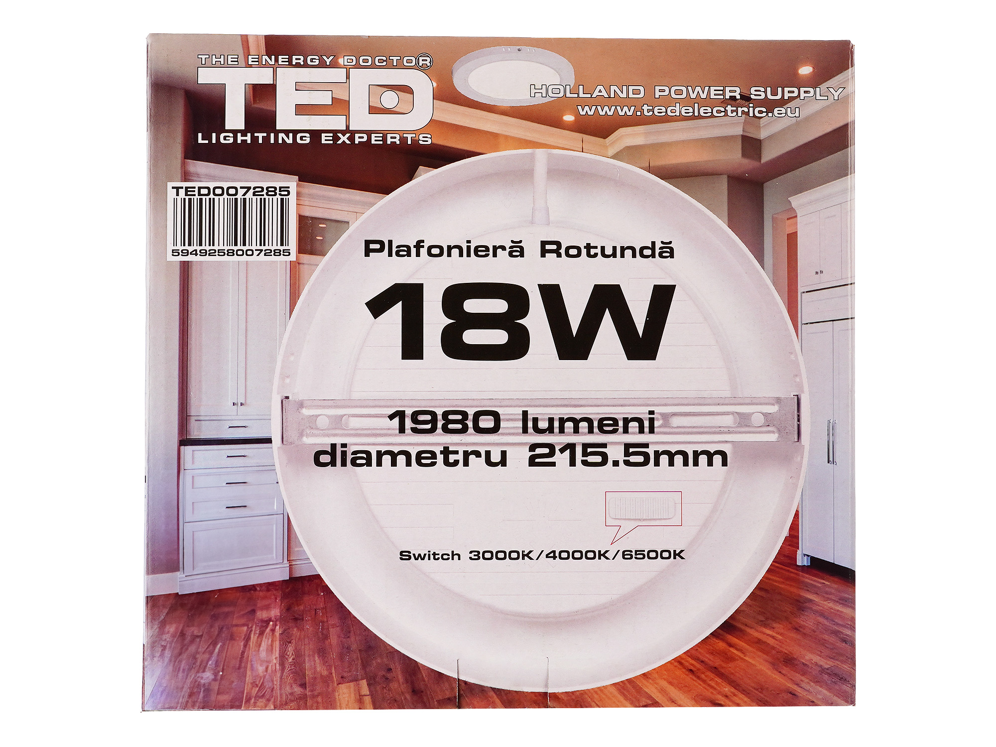 Plafoniera led rotunda 18W cu Switch 3000K/4000K/6500K - imagine 3 din 3