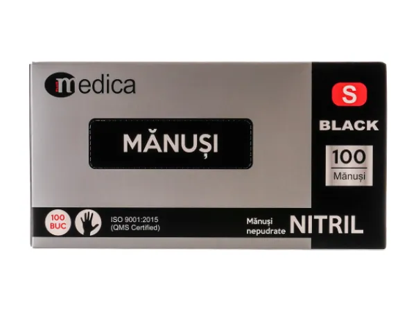 Manusi nitril nepudrate negre 100buc S