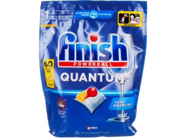 Detergent vase pentru masina de spalat Finish tablete all in 1 Quantum Lemon 60 Buc