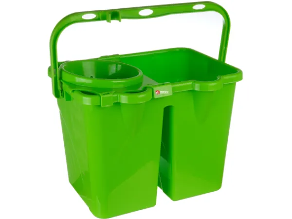 Galeata mop cu doua compartimente, storcator si roti – verde