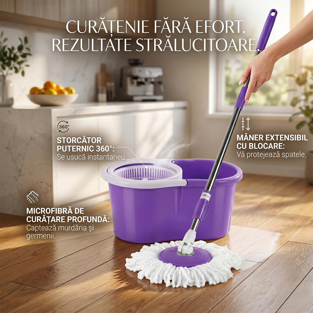 Set galeata cu centrifuga si mop + rezerva Turbion - imagine 2