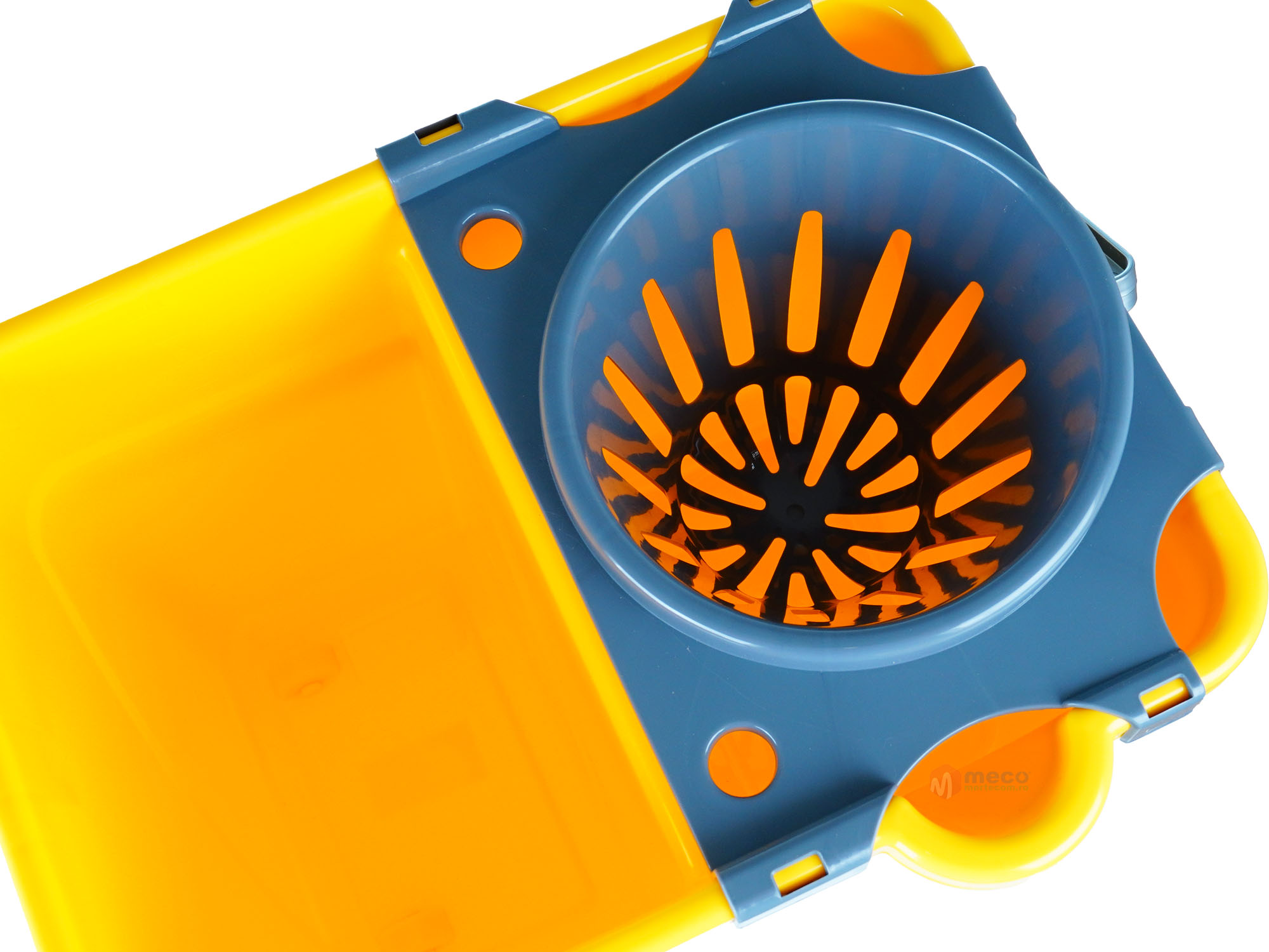 Galeata mop cu doua compartimente, storcator si roti – galben - imagine 2