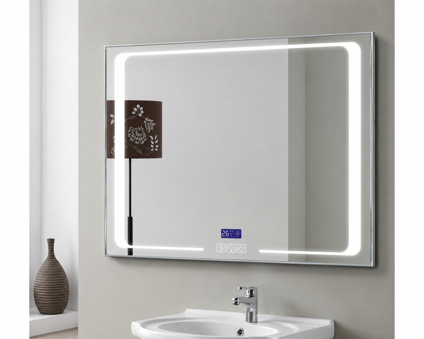 Oglinda Cristal cu iluminare, afisaj si dezaburire, 100x75cm, Meco WLM100BK - imagine 4