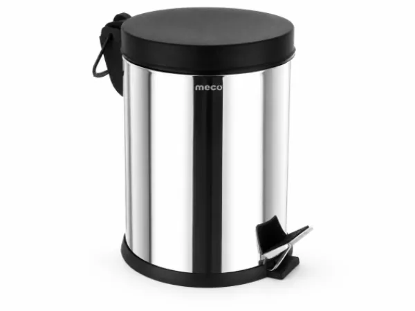 Cos gunoi inox lucios capac negru Meco 5litri Q20 H-28cm