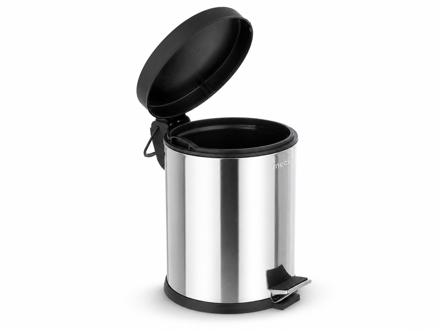 Cos gunoi inox lucios capac negru Meco 5litri Q20 H-28cm - imagine 2