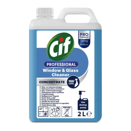 Detergent profesional concentrat Cif pentru geamuri si sticla 2 litri 