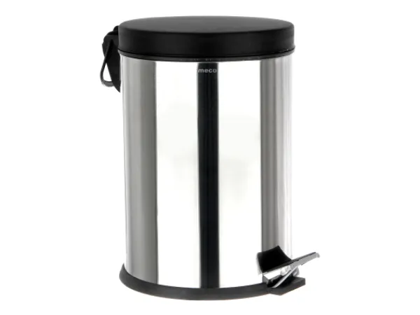 Cos gunoi inox lucios capac negru Meco 12 litri Q25 H-36cm