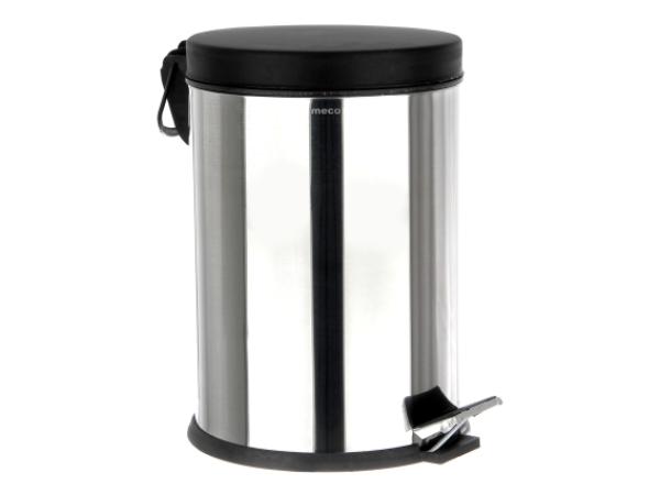 Cos gunoi inox lucios capac negru Meco 12 litri Q25 H-36cm